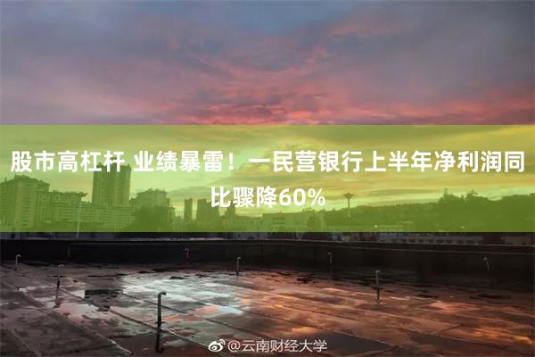 股市高杠杆 业绩暴雷！一民营银行上半年净利润同比骤降60%