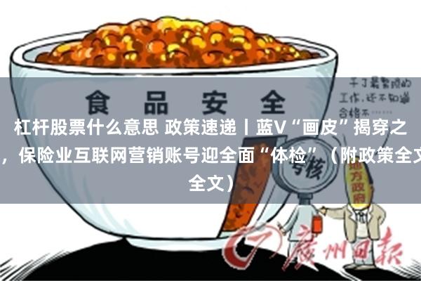 杠杆股票什么意思 政策速递丨蓝V“画皮”揭穿之后，保险业互联网营销账号迎全面“体检”（附政策全文）