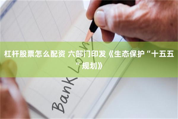 杠杆股票怎么配资 六部门印发《生态保护“十五五”规划》