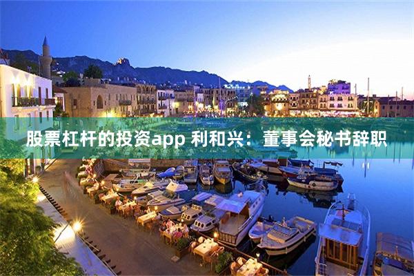 股票杠杆的投资app 利和兴：董事会秘书辞职